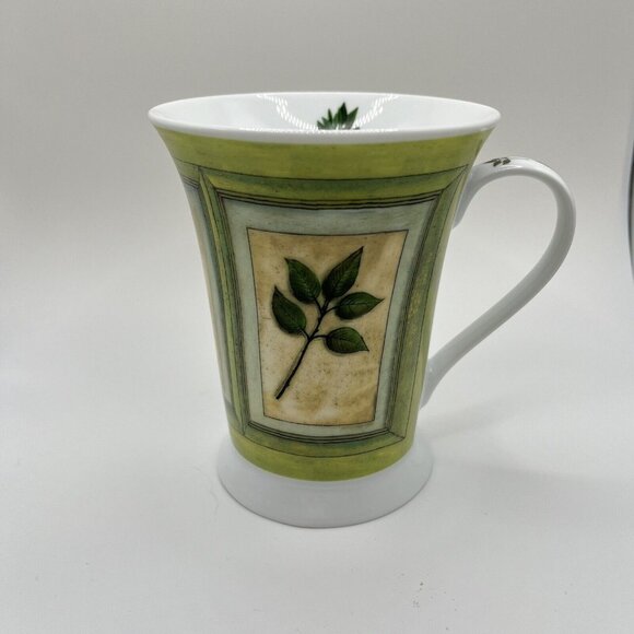 PIMPERNEL Fine Porcelain Mug Tea Cup Leaf Botanical Designed in England - Picture 1 of 9